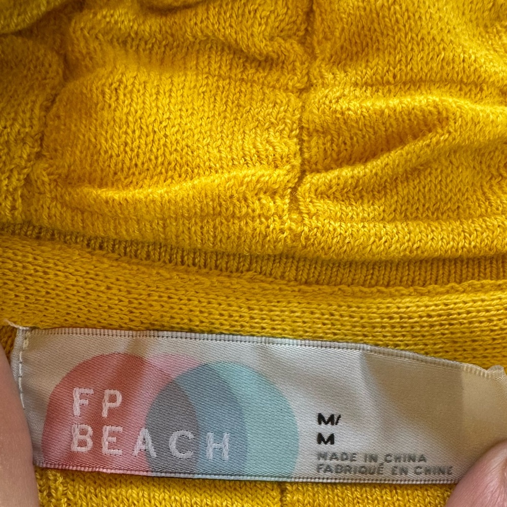 Free People Beach Sunny Yellow Button Down Bomber Cardigan M - Picture 6 of 10